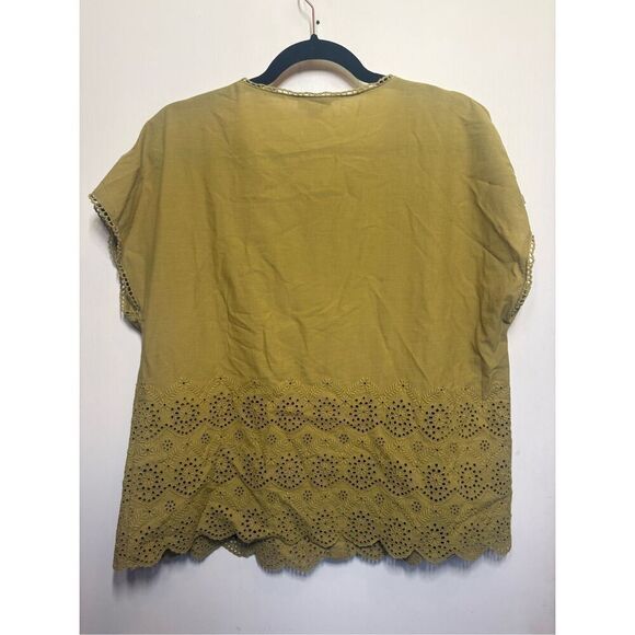 Sundance Boho eyelet green button front blouse size S - Picture 10 of 10